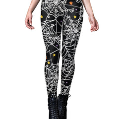 Spider Web Print High Rise Stretch Leggings