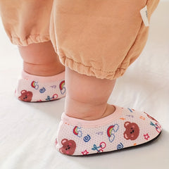 2 Pairs Baby Girls Floor Socks Cartoon Pattern Mesh Soft Bottom Non Slip Shoes