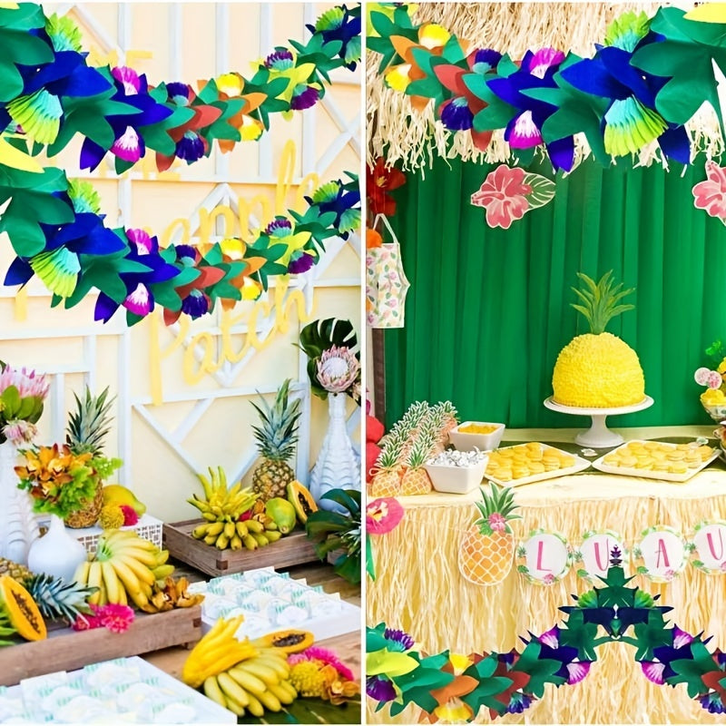 Colorful Paper Hibiscus Wreath For Hawaiian Parties