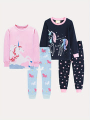 Kid's Unicorn Star Cotton Pajama Set Long Sleeve Top & Pants Girl's Loungewear