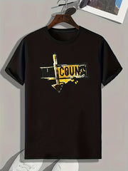 Pattern Print Men's Comfy Sports T-shirt Graphic Tee for Fitness Activities