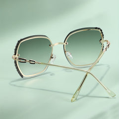 Oversized Butterfly Sunglasses with Rhinestone Decor