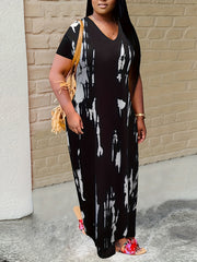 Tie Dye Batwing Sleeve Maxi Dress