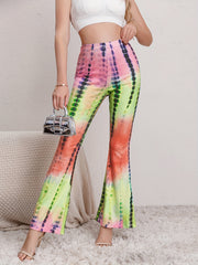 Tie Dye Block Print Flare Leg Yoga Pants
