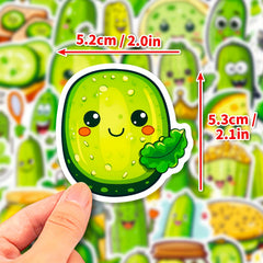 51pcs Pickle Stickers Waterproof for Bottles Laptops Phones