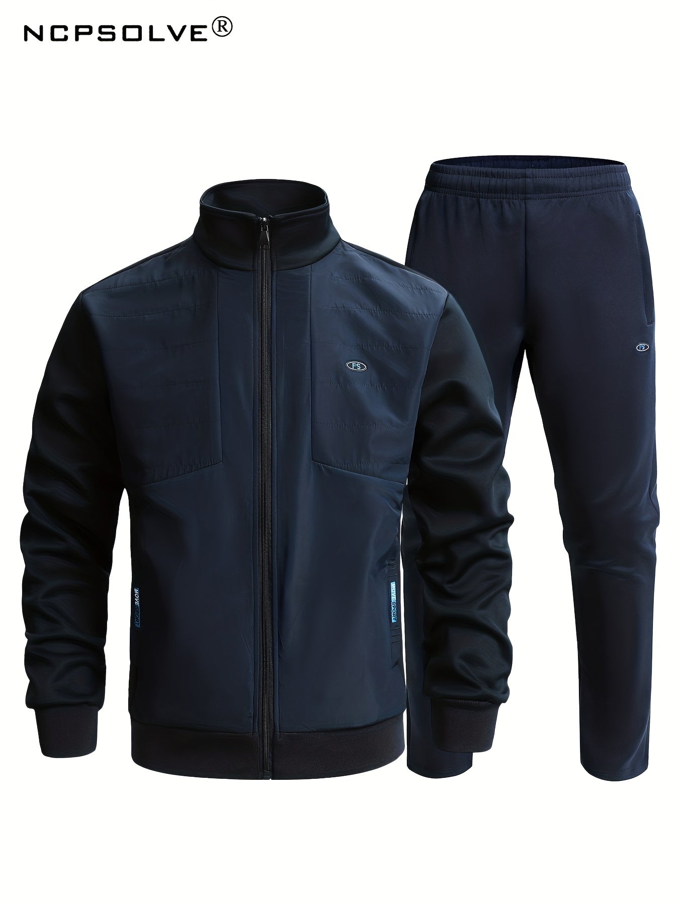Men's Sports Suit with Zip Up Jacket and Stretch Waist Pants