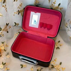 Cosmetic Box Bag PU Leather Makeup Storage Organizer With Mirror