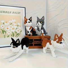 Psc Adorable Pet Cat Building Block Model Office And Home Decorative Item