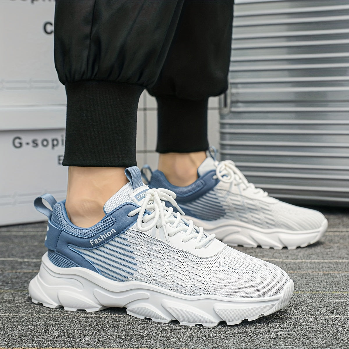 Breathable Striped Running Shoes for Men Comfortable Durable Shock Absorbing