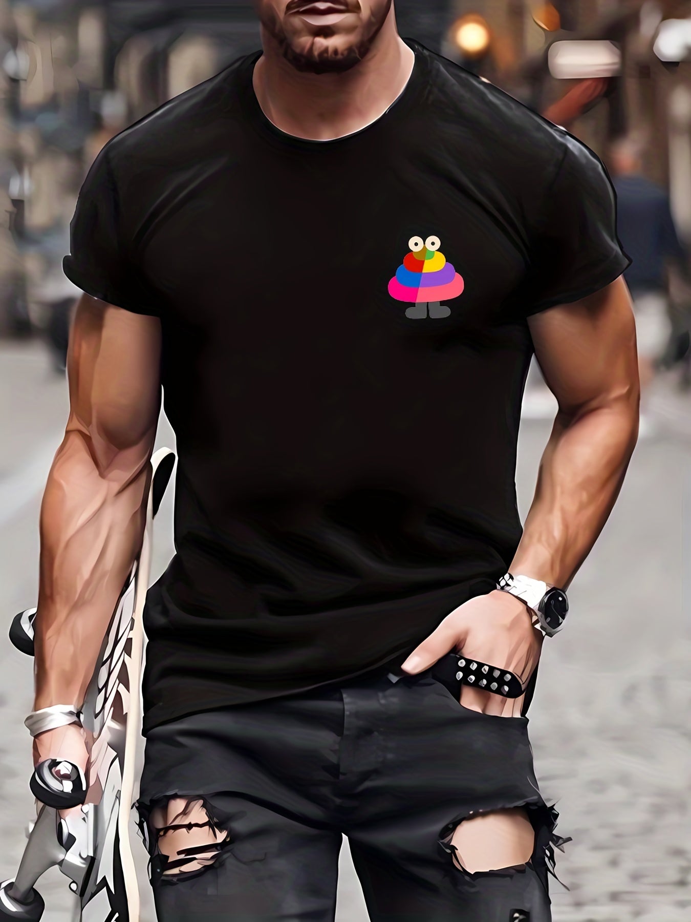 Men's Poop Pattern T shirt Breathable Tee for Outdoor