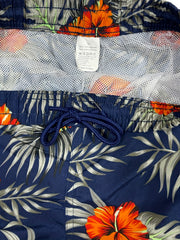 Quick Dry Drawstring Men's Swim Trunks Plants Print Board Shorts Swimwear