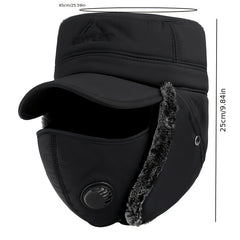 Winter Flat Top Hat With Face Cover For Men
