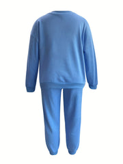Outfit: Women's Letter Print Sweatshirt & Pants Set