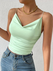Sexy Solid Cami Top Slim Fit Spaghetti Strap Sleeveless Top