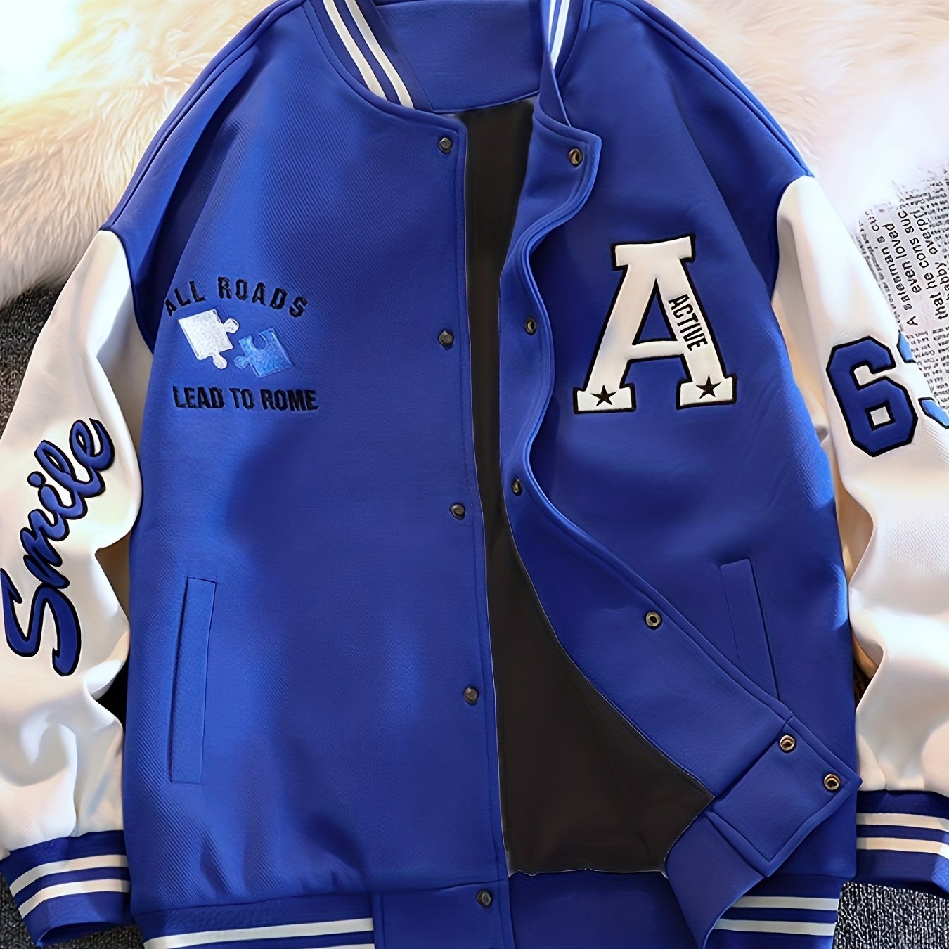 Casual Letter Sports Jacket Long Sleeve Baseball Jacket