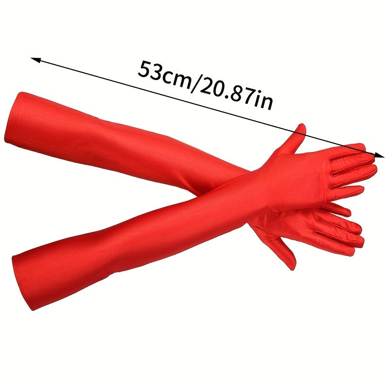 Solid Stretch Gloves Long Party Wedding Performance Gloves Women
