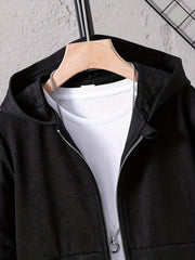 Boys Zip Up Hooded Sweatshirt Long Sleeve Hoodie Gym Sports Jacket
