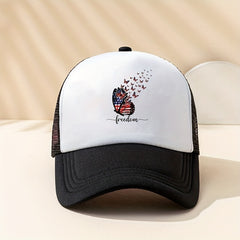 FREEDOM Butterfly Printed Baseball Cap Flag Pattern Mesh Trucker Hat