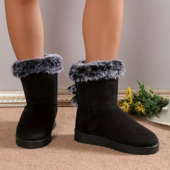 Warm Snow Boots With Bowknot Decoration Soft And Comfortable