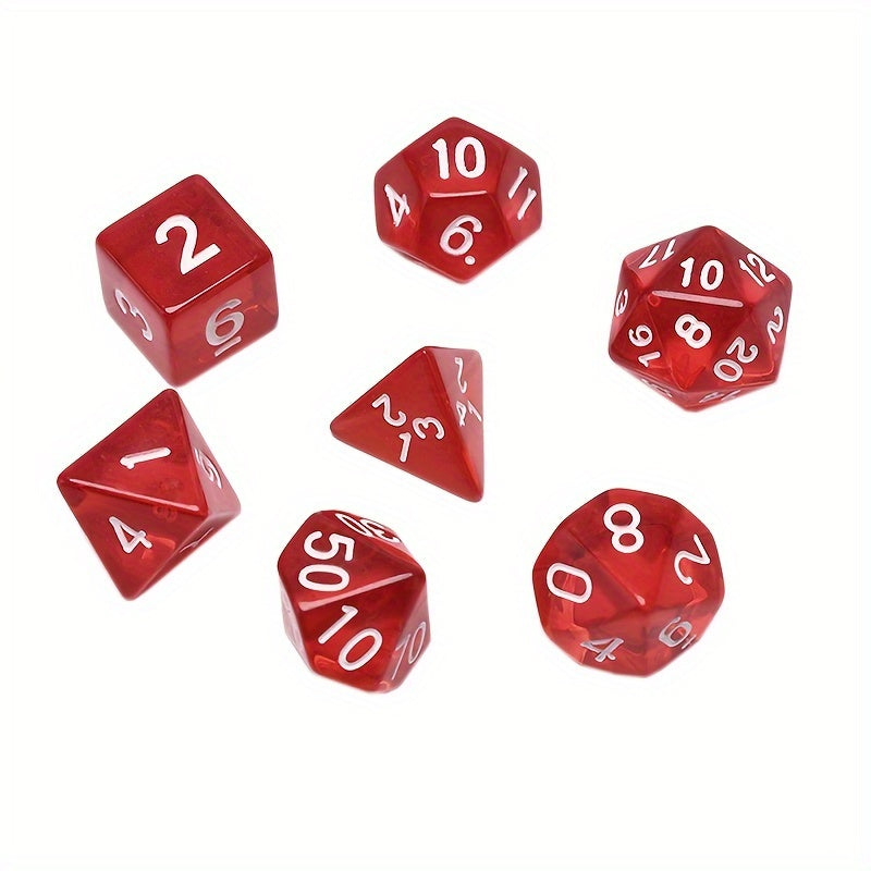 7pcs Transparent Dice Set D4 D6 D8 D10 D12 D20 6 Colors