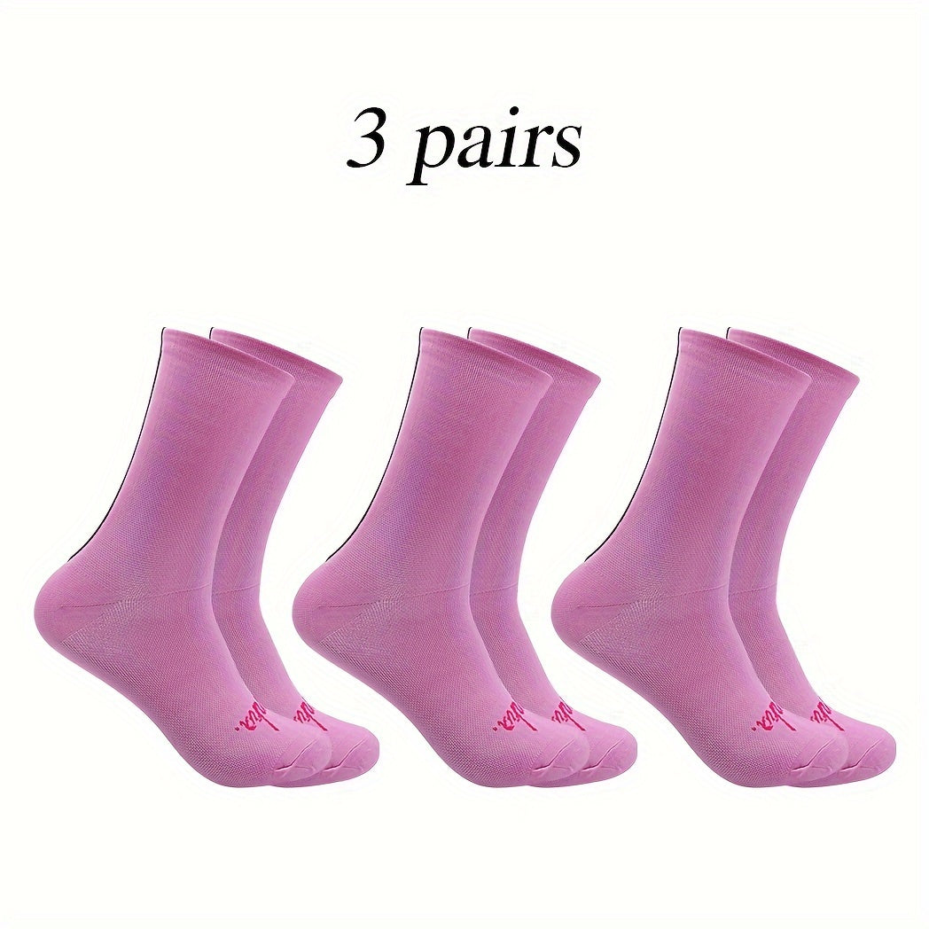 3 Pairs Men's Mid Crew Sport Socks Nylon Blend Breathable Sweat-absorbing Socks