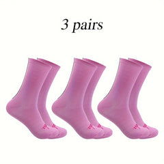3 Pairs Men's Mid Crew Sport Socks Nylon Blend Breathable Sweat-absorbing Socks