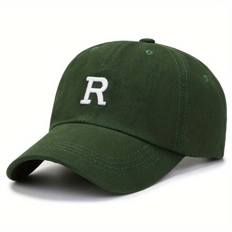 Meromibe Men's Outdoor R Letter Embroidered Baseball Cap for Outdoor Activities