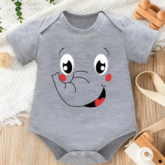 Cartoon Elephant Print Romper for Newborns