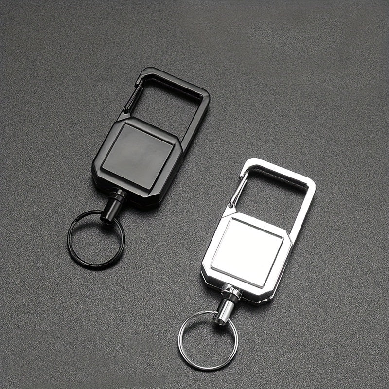 Steel Wire Rope Retractable Key Chain Carabiner Anti Lost Keyring