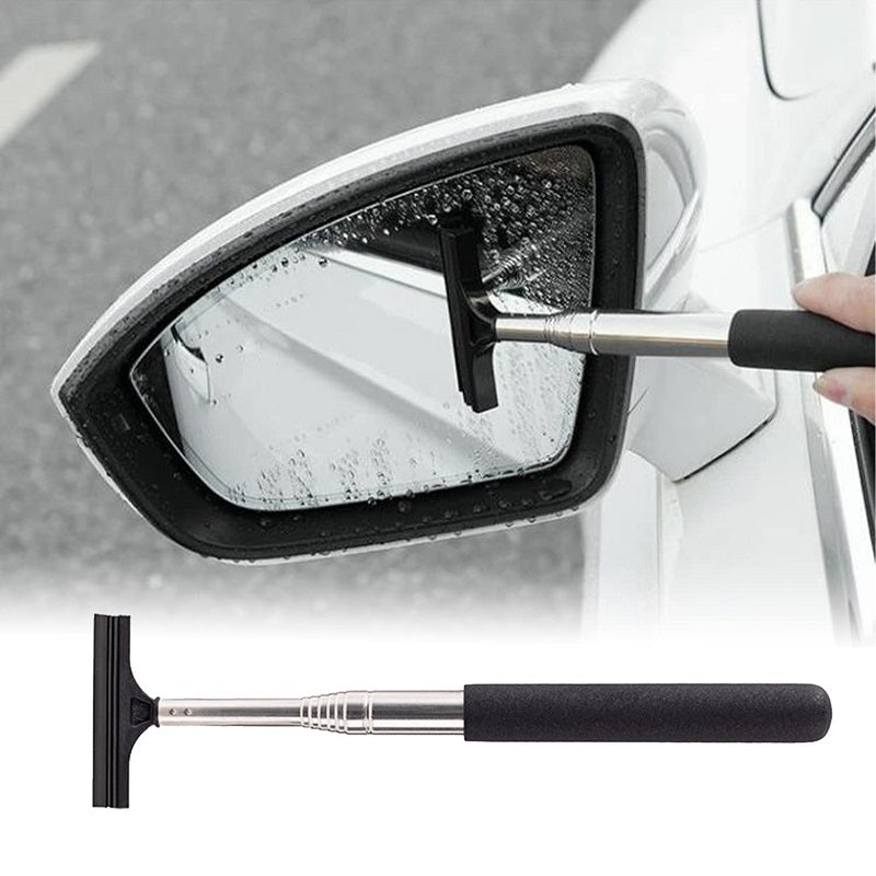 Car Rearview Mirror Wiper Telescopic Squeegee Cleaner Long Handle