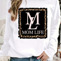 Mom Life Print Loose Sweatshirt Women's Clothing