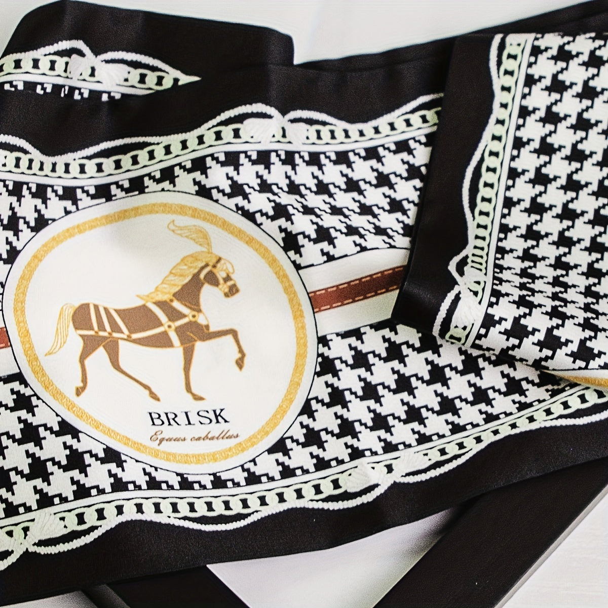 Houndstooth Print Skinny Scarf Neck Tie Bag Wrap Hair Ribbon Scarves
