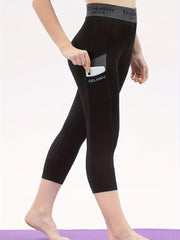 High Elastic Seamless Shaping Calf Length Leggings with Pockets