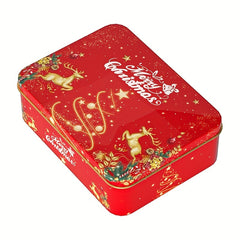Christmas Square Metal Tinning Can Set Candy Box Gift Storage Box Biscuit Can