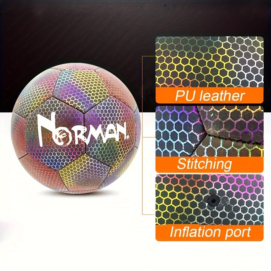 PU Reflective 5 Soccer Ball Indoor And Outdoor Turf Training Match