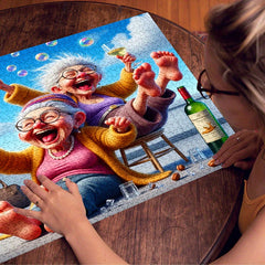 Colorful Grandma Puzzle 1000pcs Wine & Bubbles Scratch Resistant