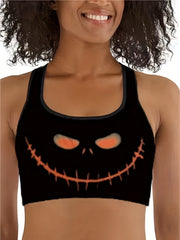 Halloween Sports Top Women's Plus Pumpkin Print Yoga Crop Top