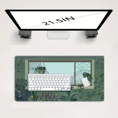 Green Plant Mouse Pad Laptop Keyboard Gaming Mouse Pad Office Home Desk Pad