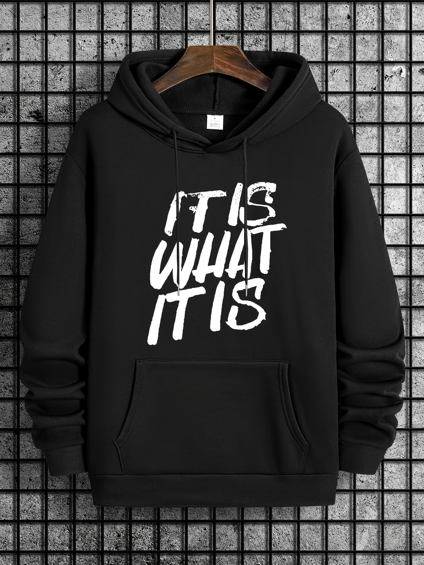 IT IS WHAT IT IS Print Hoodies For Men Graphic Sweatshirt With Kangaroo Pocket
