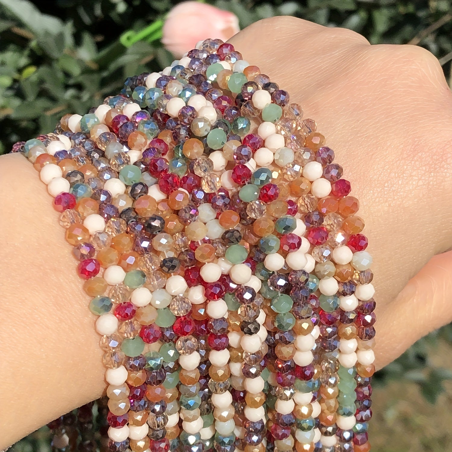 120pcs AB Red Multicolor Crystal Beads Faceted Glass Spacer Beads