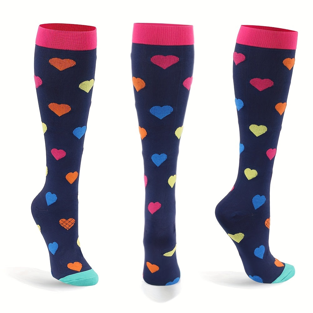 6-Pair Cartoon Compression Calf Socks for Sports, Nursing, Hiking