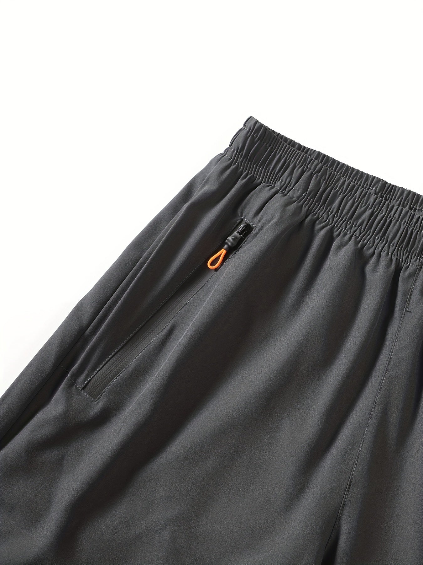 Men's Stretch Sports Shorts Quick Dry Zip Pockets Gym Training Pants