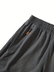 Men's Stretch Sports Shorts Quick Dry Zip Pockets Gym Training Pants