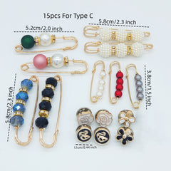 15pcs Brooch Pins Anti Exposure Safety Pins Ladies Clothing Accessories
