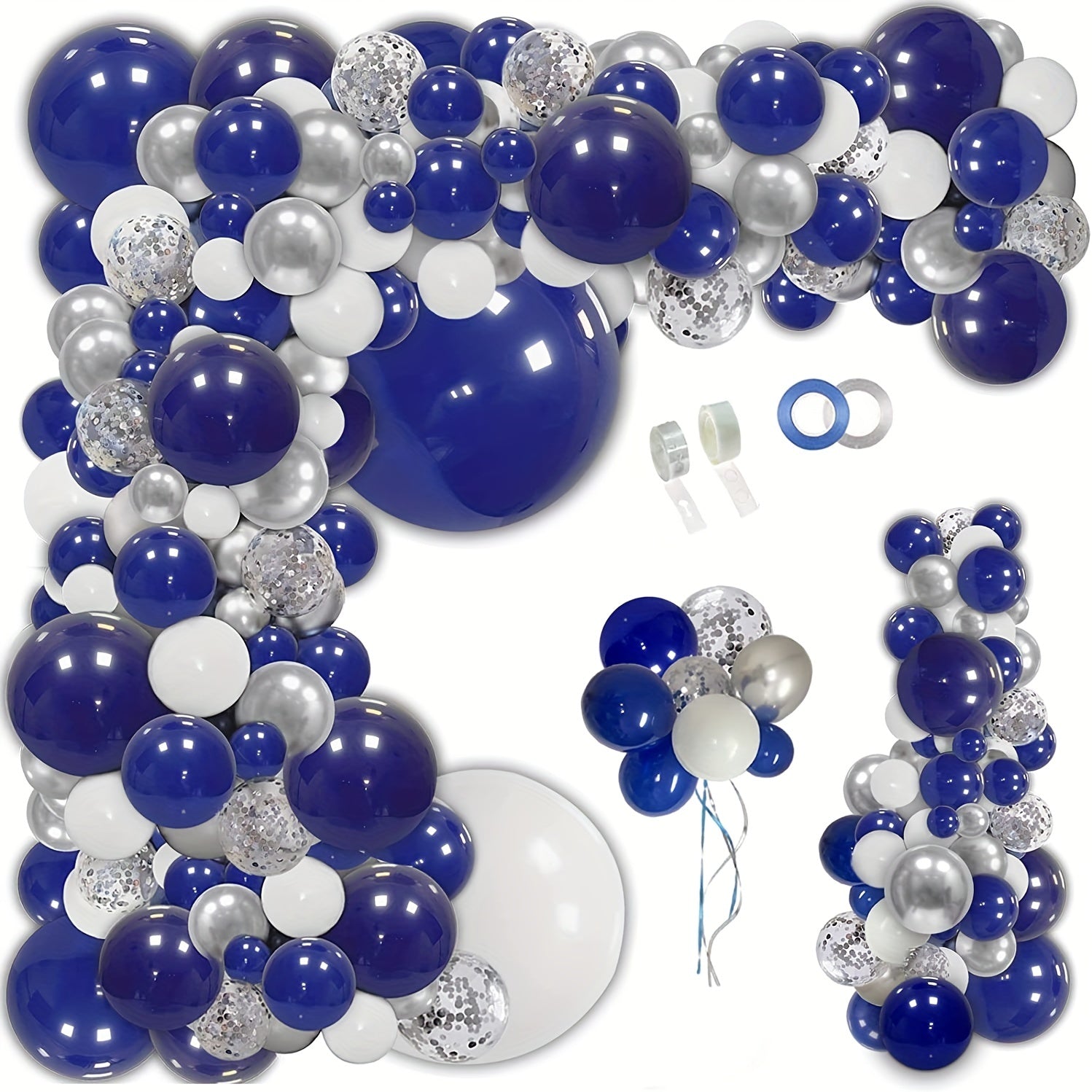 Navy Silver Balloon Garland Arch Kit Birthdays Weddings Party Decorations