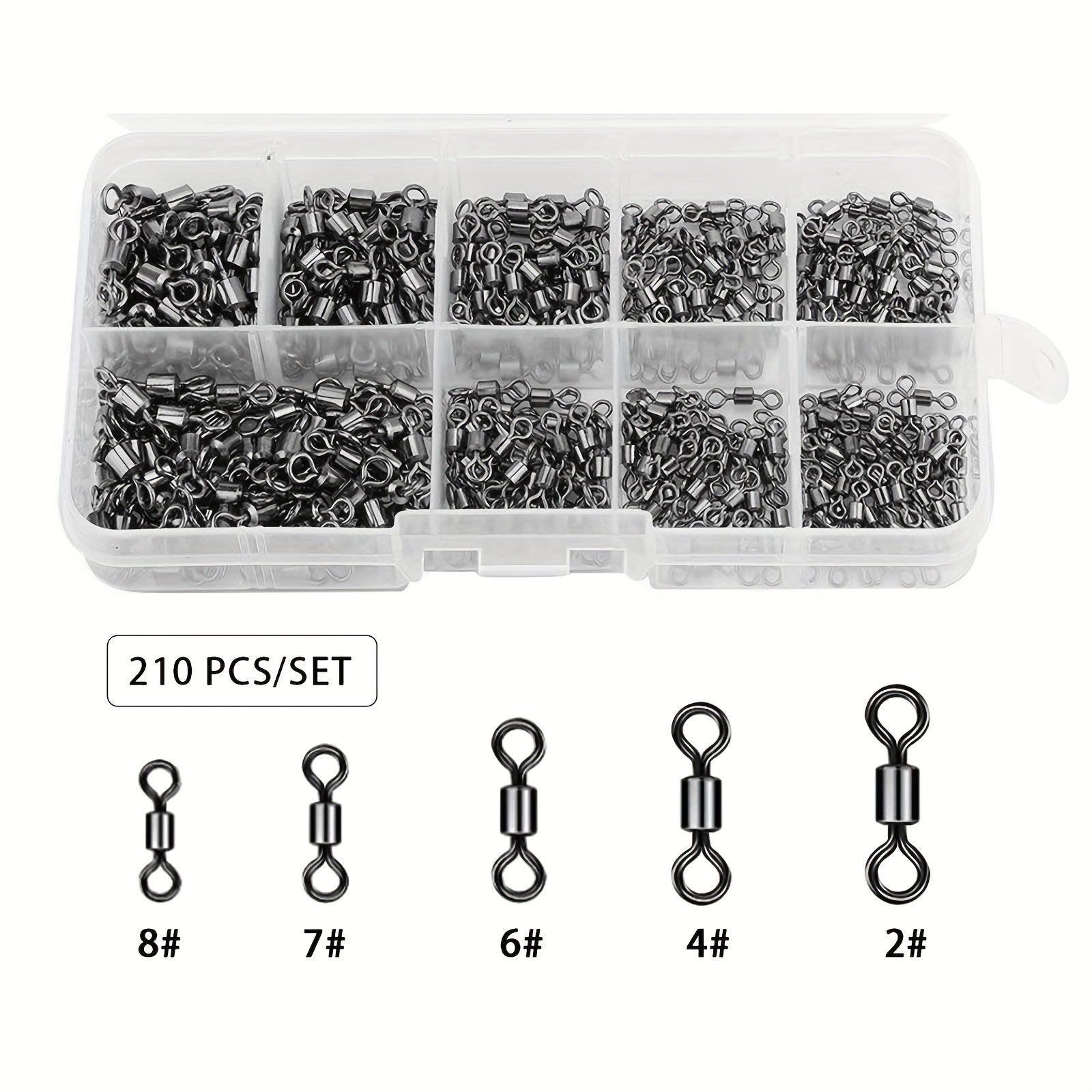 210pcs Fishing Barrel Swivels Set for Saltwater and Freshwater Fishing