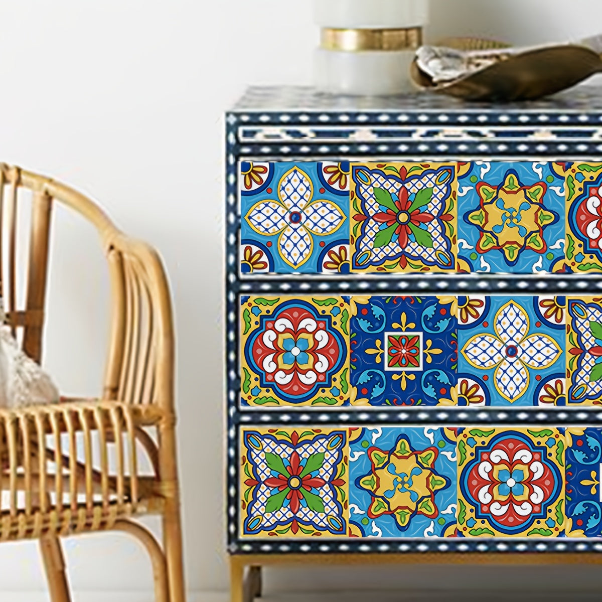 10pcs Moroccan Frosted Flower Tile Wall Sticker Self Adhesive Waterproof