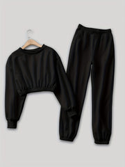 Workout 2pc Set Cropped LS Sweatshirt & Jogger Pants