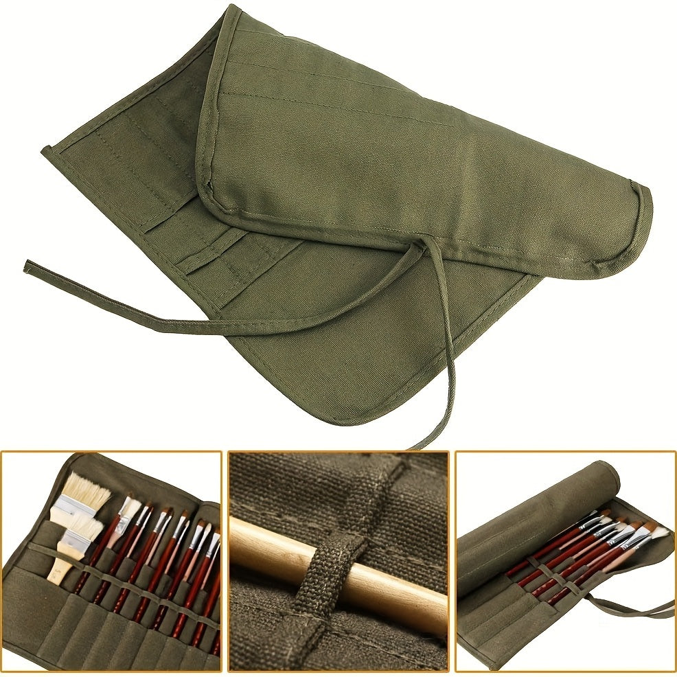 Paint Brush Holder 30 Slots Acrylic Canvas Bag Watercolor Gouache Brush Pen