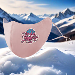 Angry Octopus 3D Fleece Lined Face Mask Pink Colorful Print